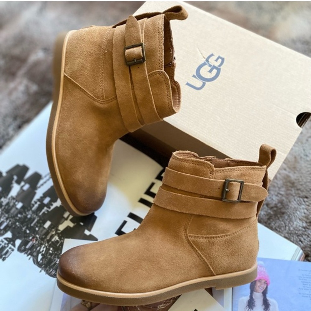 UGG Josefene Tan Ankle Boots with Buckle Straps